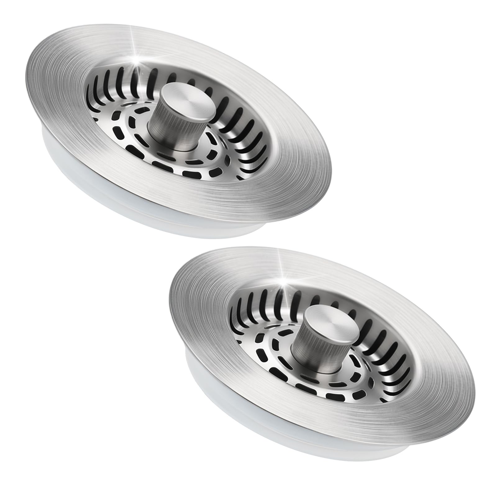 Hibbent 2 Set 3-in-1 Kitchen Sink Strainer Plug, Brushed Nickel