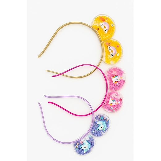 Conjunto com 3 Tiaras, Arco de Cabelo Infantil com Unicórnios e Arco-Íris, em Cores Sortidas, Acessório para Meninas
