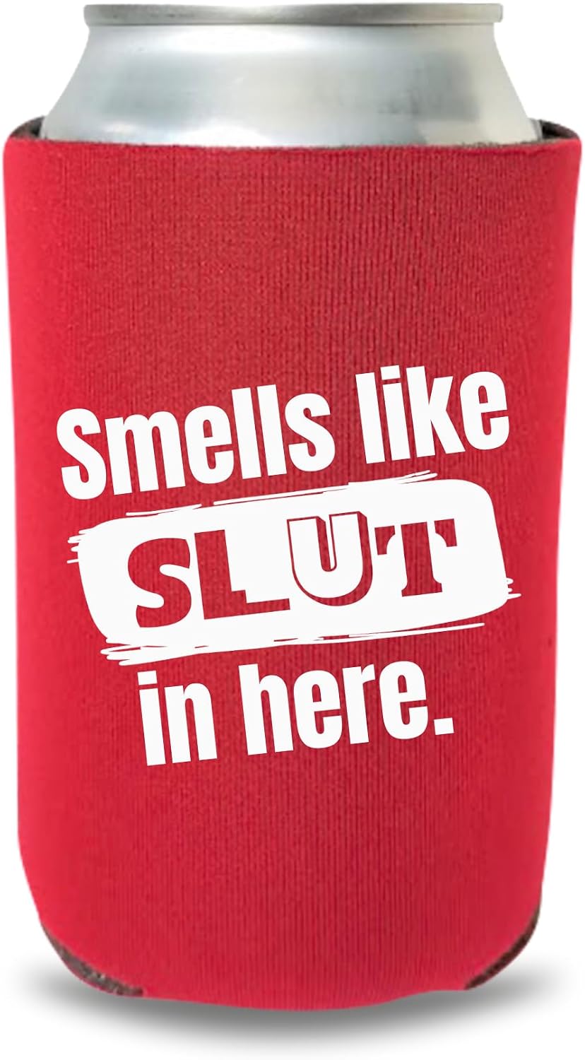 Funny Can Cooler, Smells Like Slut In Here, Hilarious Gag Gift, Funny Drinking Gift, Beer Coolie Gift Idea (Black) image 3