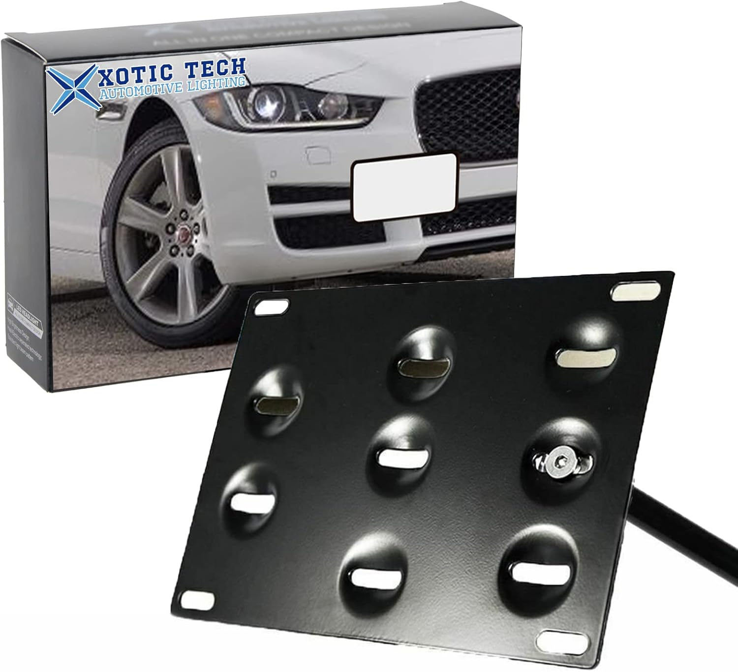 x xotic tech Tow Hook License Plate Screw On Mount Bracket Compatible with Cadillac CTS CTS-V 2008-2013 (Black)