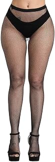 E-Laurels Womens High Waist Patterned Fishnet Tights Suspenders Pantyhose Thigh High Stockings Black