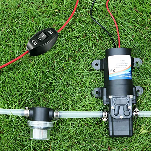 Dreyoo Diaphragm Water Pump 12V With 4 Hose Clamps Water Pump Strainer, 1.2 Gpm 80 Psi 12 Volt Self Priming Rv Dc Washdown Pump With Fittings Filter For Rv Marine Boat Lawn #TOP5