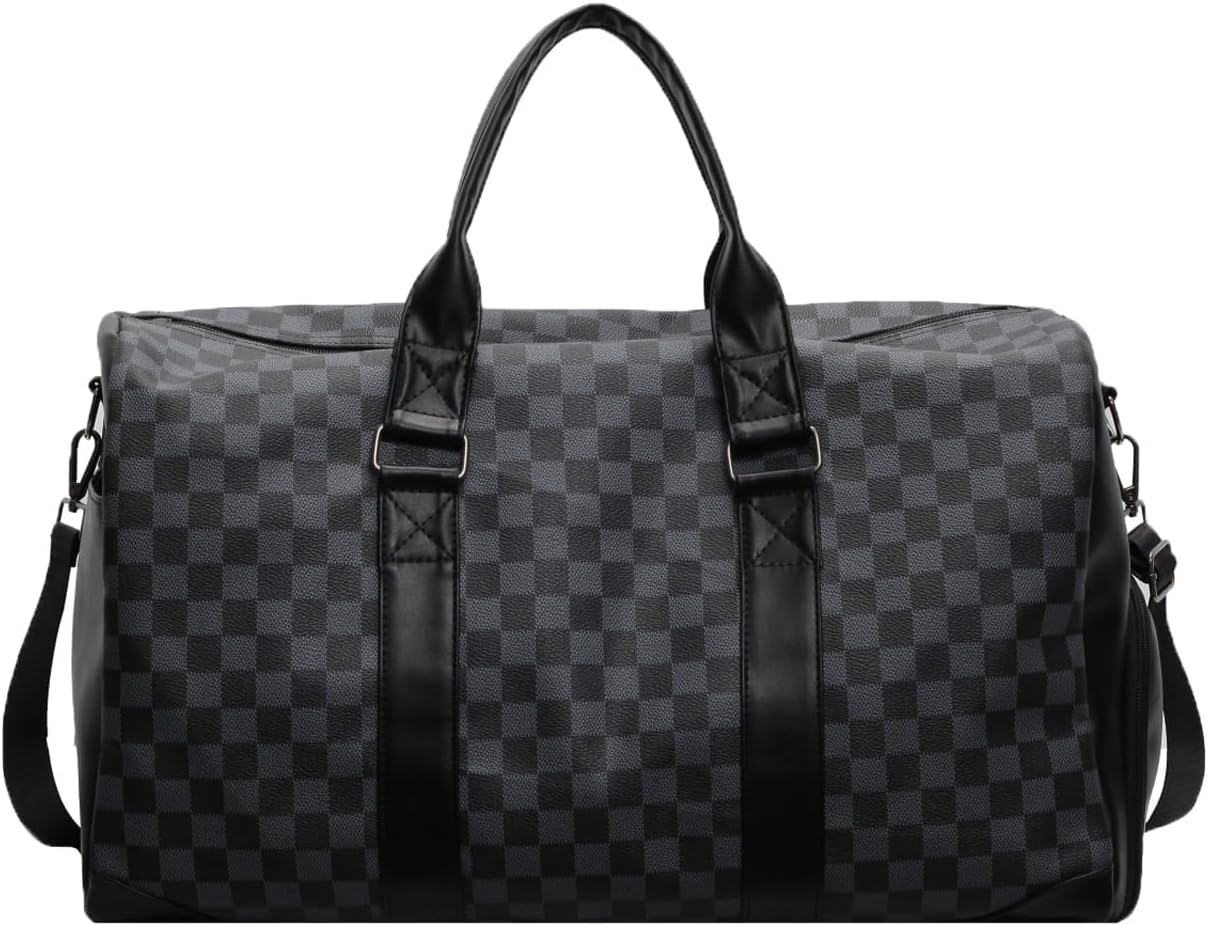 Travel Duffel Bag, PU Leather, Gym, Handheld, Messenger Bag, Foldable, Weekender Bag with Shoe Compartment, Business Travel, Waterproof Tote Bag, 40L.
