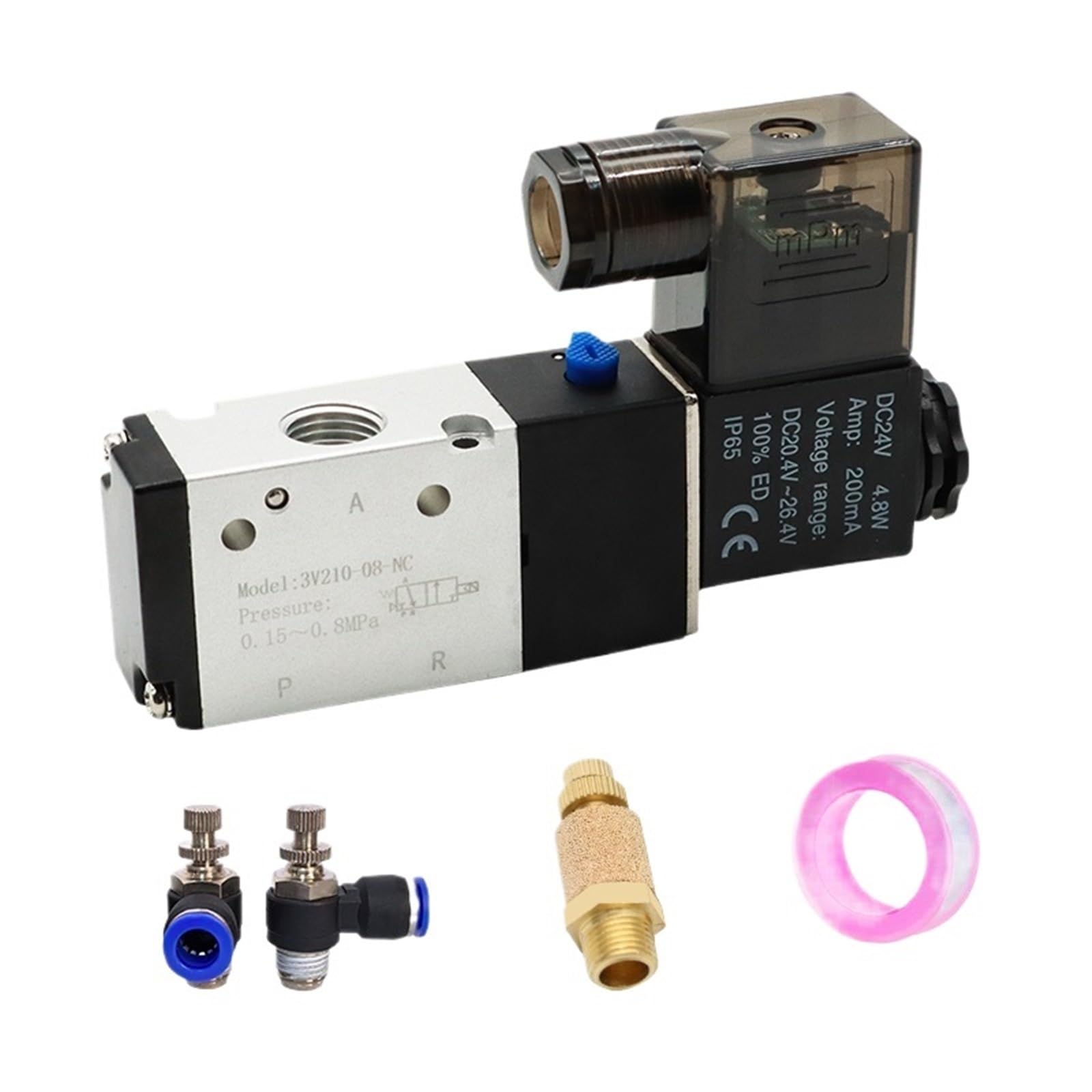 Electrovanne pneumatique 3V210-08 AC110V stop aux fuites d'air raccord réglable 8mm