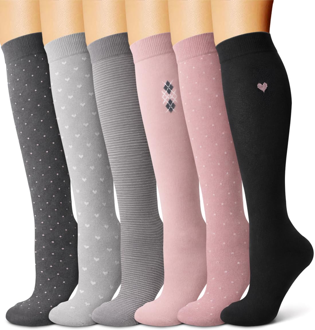 Copper Compression Socks for Women &amp; Men (6 pairs) - Best Support for Nurses, Running, Hiking, Recovery