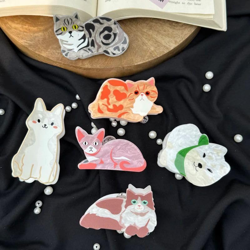 Kreasy Viral Cartoon Unbreakable Acrylic Hair Claw Clips for Women & Girls, Strong Cat Hair Clutcher, Cute Korean Animal Hair Accessories, Catty Hair Clip Gift Set (Pack of 2)-image-32