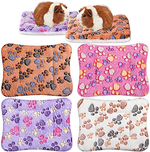 4 Pack Ultra Soft Dog Cat Bed Mat with Cute Prints Reversible Fleece Dog Crate Kennel Pad Thickened Hamster Guinea Pig Bed Cozy Dog Bed Mat Washable Pet Bed for Small Animals (12.6 x 9.8 Inches)