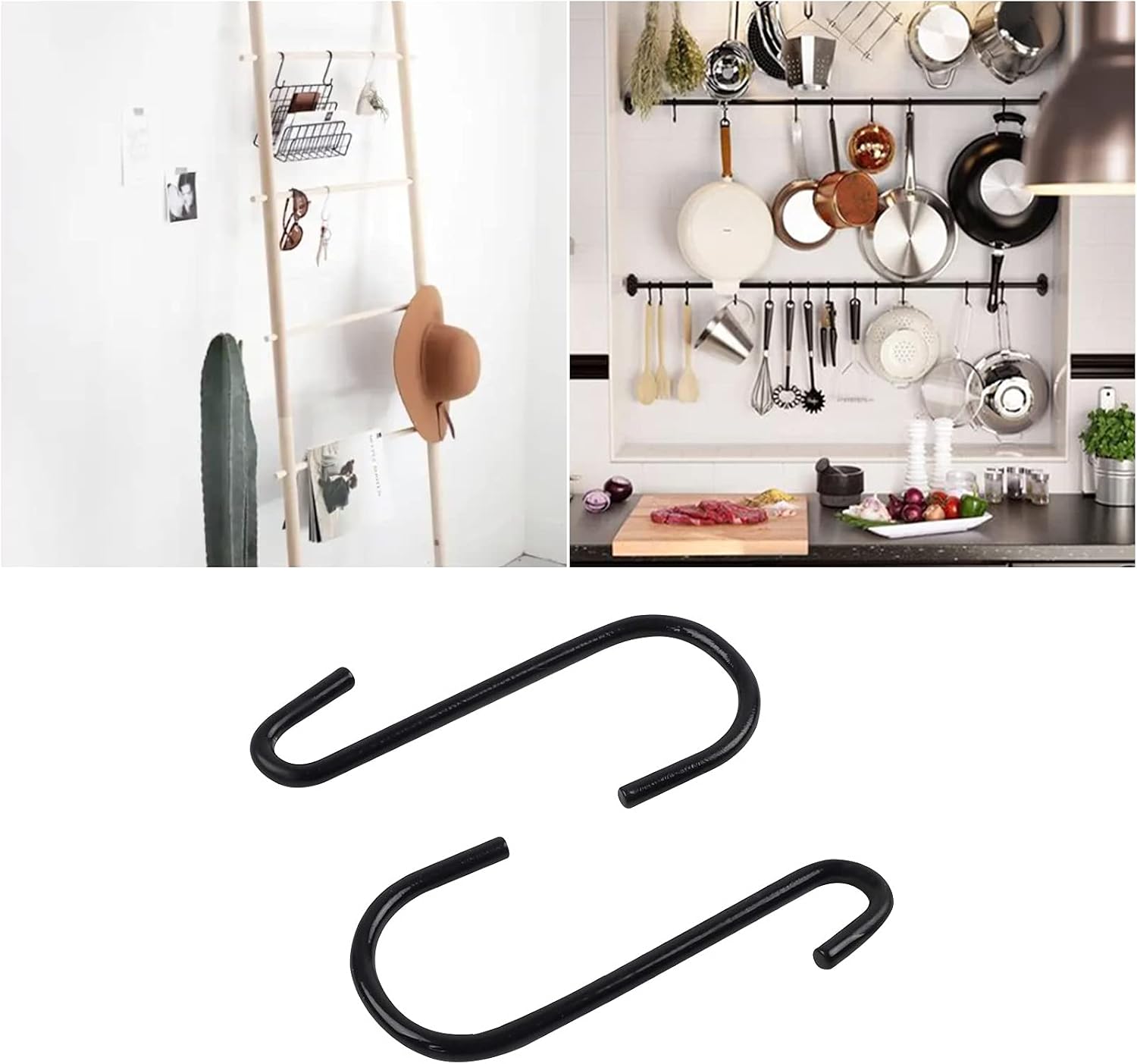 HongWay 18 Pack 3" Heavy Duty Black S Shaped Hooks, S Hooks for Hanging Plants, Closet, Mug, Baskets, Pot and Pan