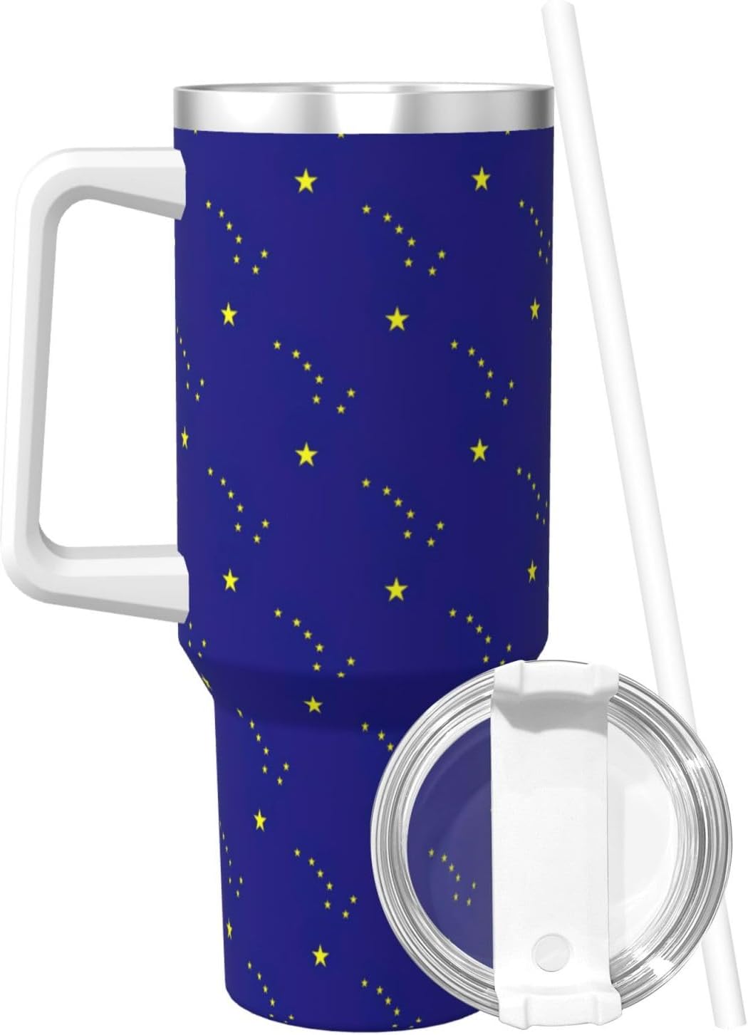 40 OZ Alaska state flag Print Ice Bully Cup with Handle Straw Lid Straw,Stainless Steel Tumbler Coffee Cup