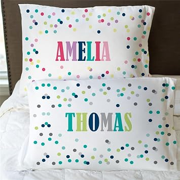GiftsForYouNow Polka Dots Personalized Pillowcase, Girl