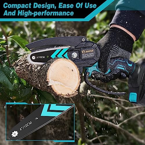 Saker Mini Chainsaw,4 Inch Portable Electric Chainsaw Cordless Bar,2025 Upgrade Small Handheld Chain Saw for Tree Branches,Courtyard, Household and Garden(Only Guide Bar Replacement of Chainsaw)