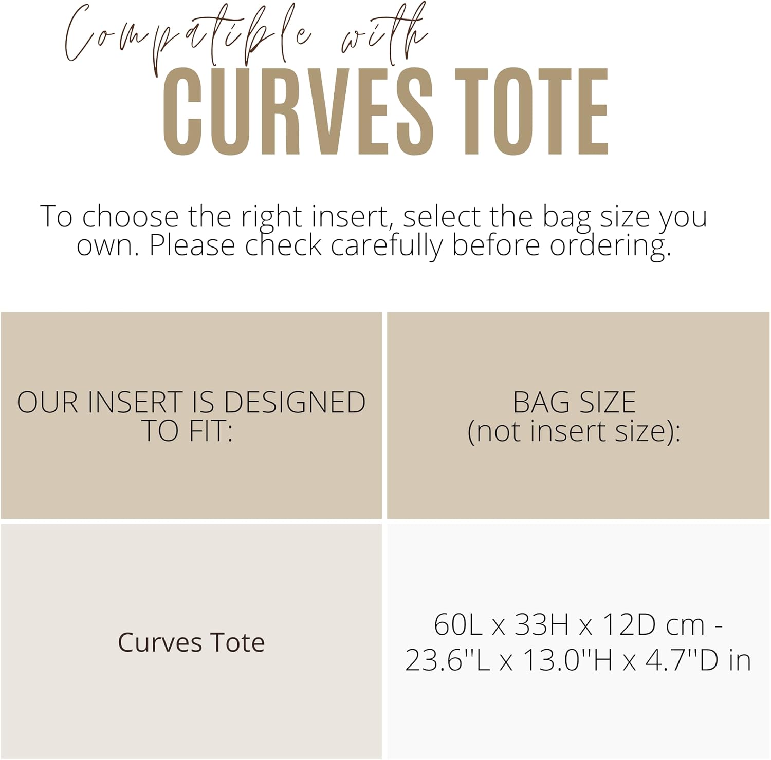 Divitize Premium Purse Organizer compatible with Curves Tote Bag Organizer — Waterproof Nylon, Extra Space and Support, Custom-Made Design, 24+ Colours (Black, for Curves Tote)