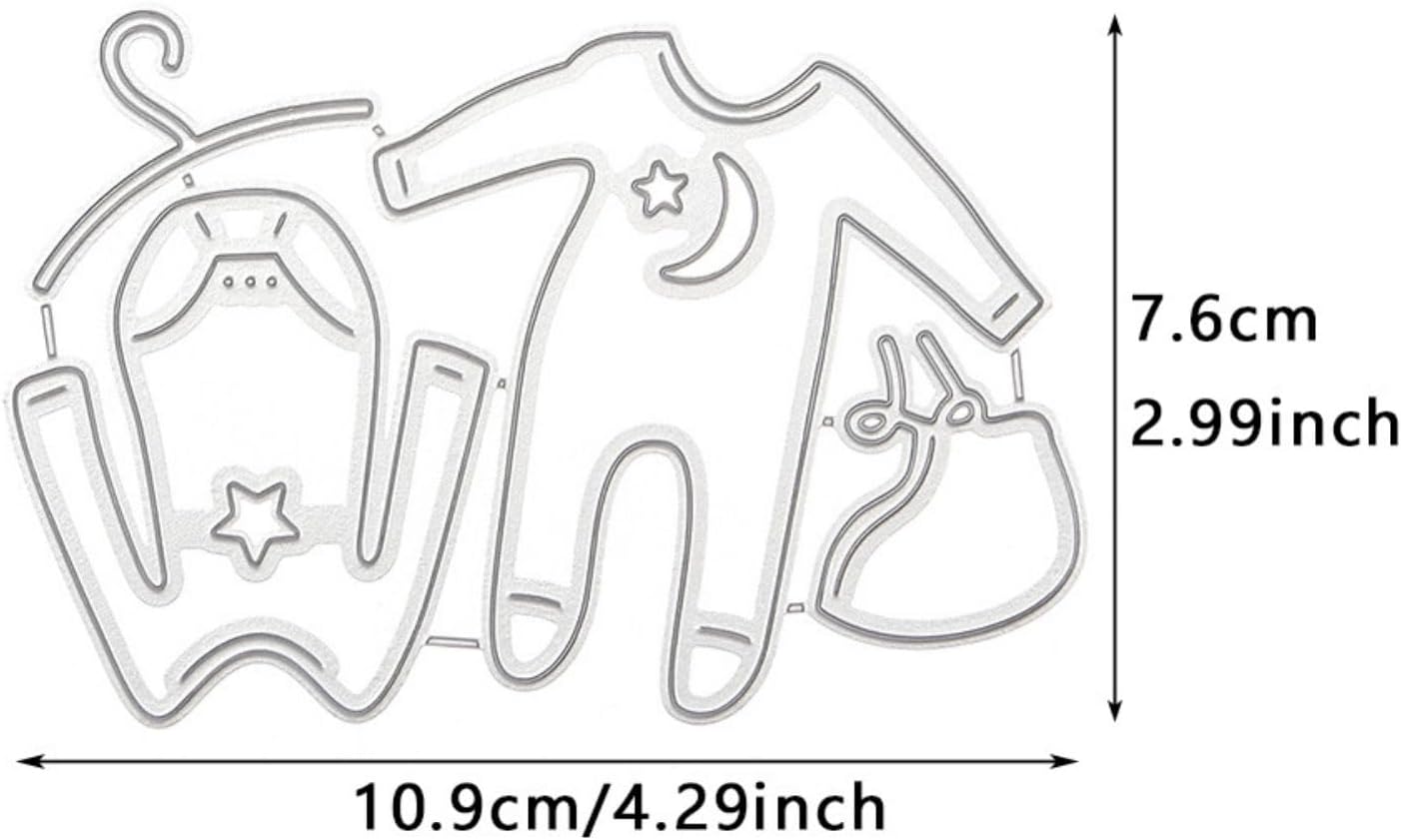 3pcs Baby Girl Dress and Baby Boy Overalls Die Cuts for Card Making,Metal Cutting Dies Embossing Paper Dies for Scrapbooking DIY Album Card Making Supplies (04)