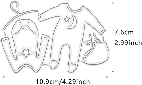 Miniatura 7 de 3 piezas de vestido de bebé niña y overoles troquelados para hacer tarjetas, troqueles de corte de metal, troqueles de papel en relieve para álbumes