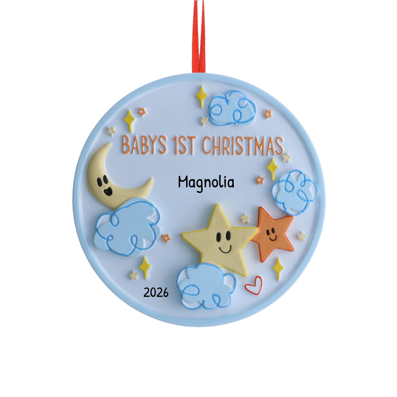 Personalized Baby's First Christmas Ornament 2024 - Custom Moon and Star Ornament with Name for Newborn - Christmas Tree Decoration