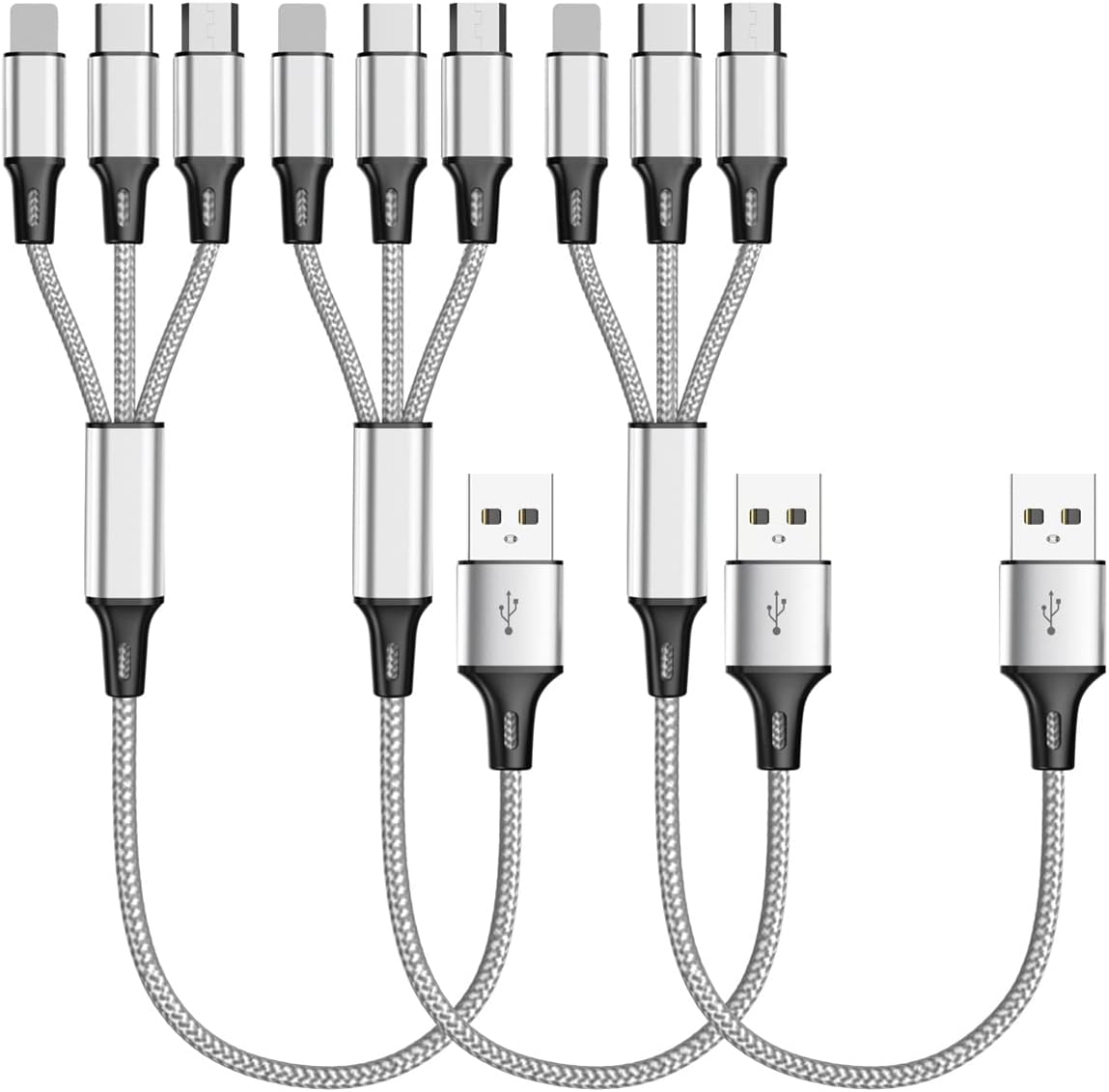 VRORKV USB Multi Charger Cable [1.2M 3A] Nylon Braided Multi Charging