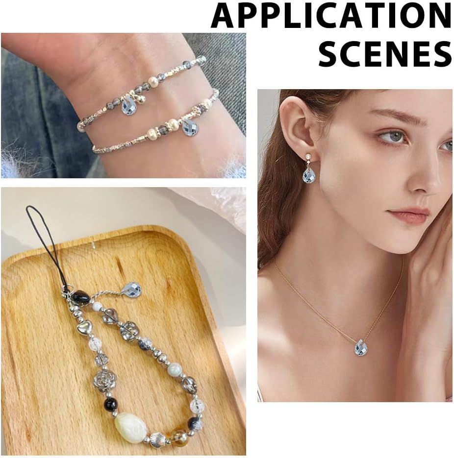 200Pcs Clear Glass Teardrop Beads 6mm Faceted Crystal Beads Bulk Top Drilled Craft Bead Suncatcher Bead Bulk for Bracelets Necklace Earring DIY Jewelry Making Craft Hole: 1mm - Image 5