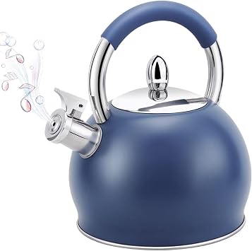 3.2 Quart Whistling Tea Kettle - Premium 304 Stainless Steel Teapot for All StovetopsBlue