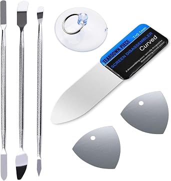 YFFSFDC Mobile Phone Curved Screen Disassembly Repair Tool, 7-Piece Set, 0.1mm Ultra Thin Repair Kit, Repair Tools, Cell Phone Disassembly Steel, Smartphone Disassembly Tool for iPhone, iPad, iPod