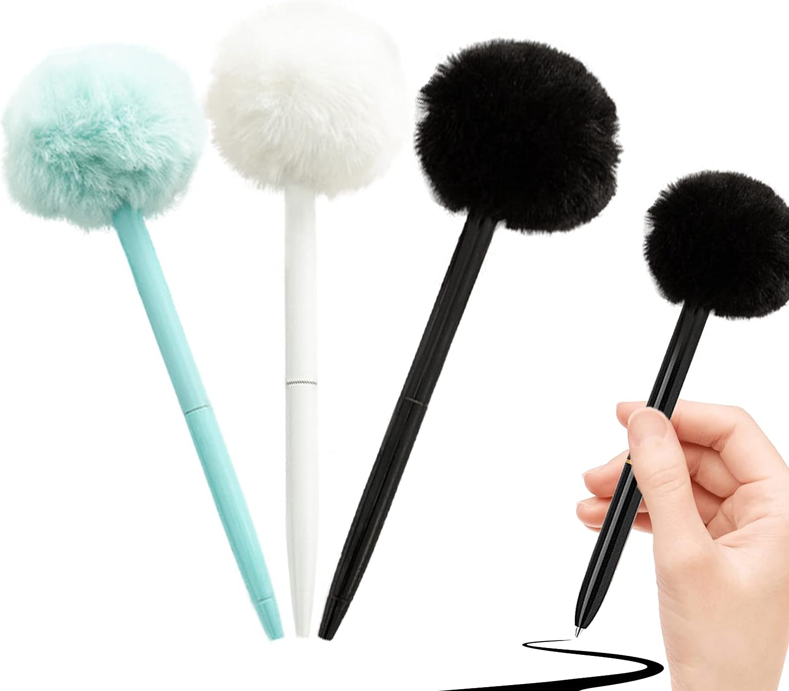 IXIGER Plush Cute Ball Pen, Fluffy Easter & Party Supplies, Colorful Feather Pens, 3pcs