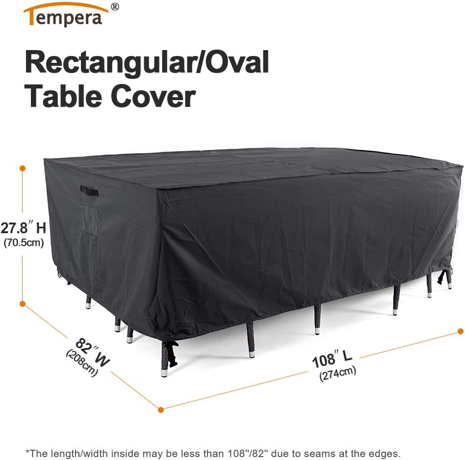 Tempera Outdoor Dining Set Cover for Outside Table and Chairs, Rectangle Patio Table Covers for Outdoor Furniture, Anti-Fading, Water Resistant, Space Grey, 108x82 inches : Patio, Lawn & Garden