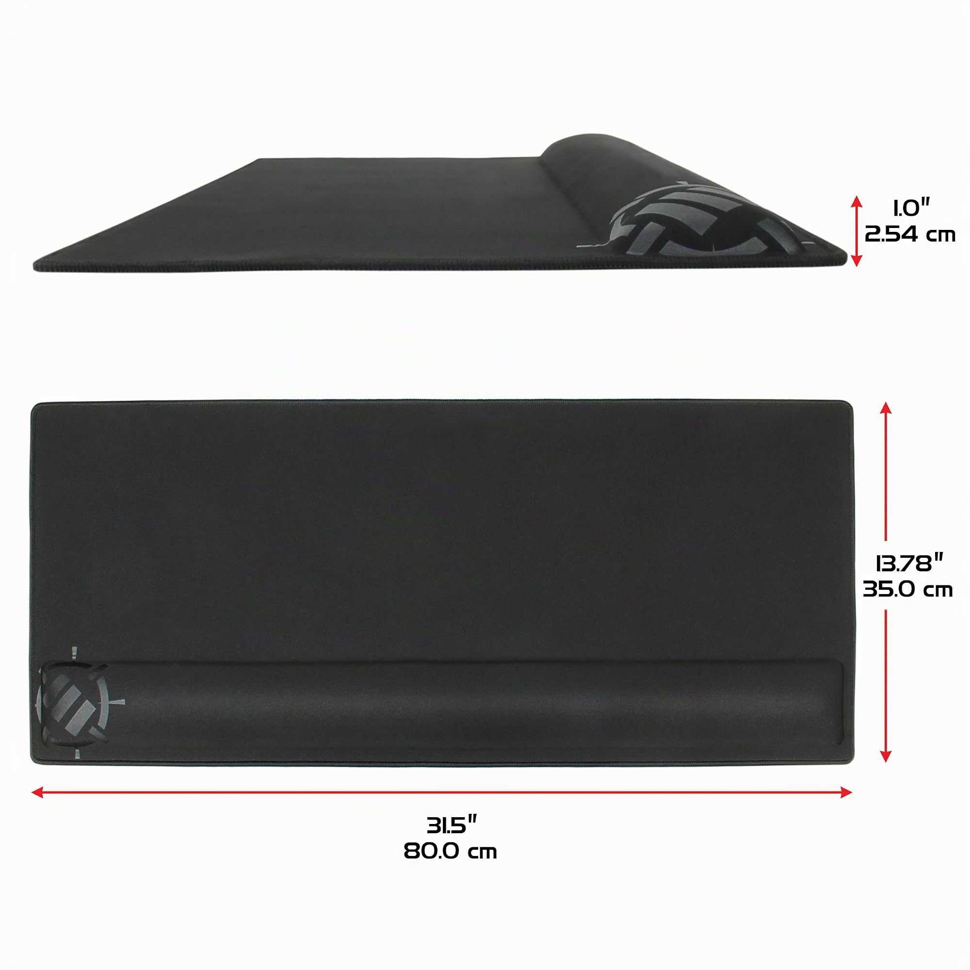 ENHANCE Grand Tapis Souris Gamer XXL pour PC Gamers avec Support - Tapis Souris Ergonomique avec Repose Poignet (80 x 35 x 2,5 cm) - Coutures Anti-Effilochage et Surface Qualité Supérieure - Noir