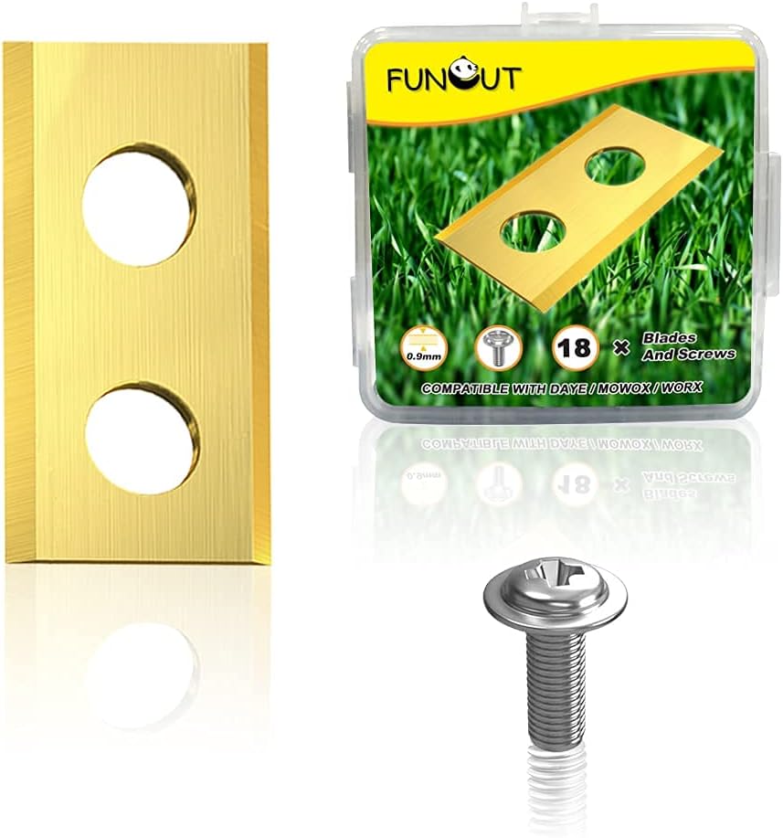 FUNCUT Durable Robot Lawn Mower Replacement Blade for Worx Landroid Robotic Mowers,18 Pack Titanium Blades & Screws