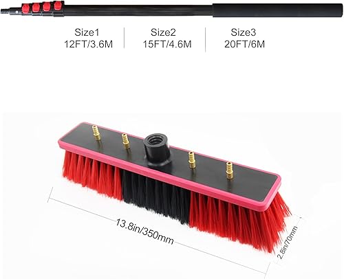 Miniatura 3 de Kit de cepillo de poste alimentado por agua de limpieza de ventanas con dispensador de jabón telescópico extensible panel solar herramienta de lavado