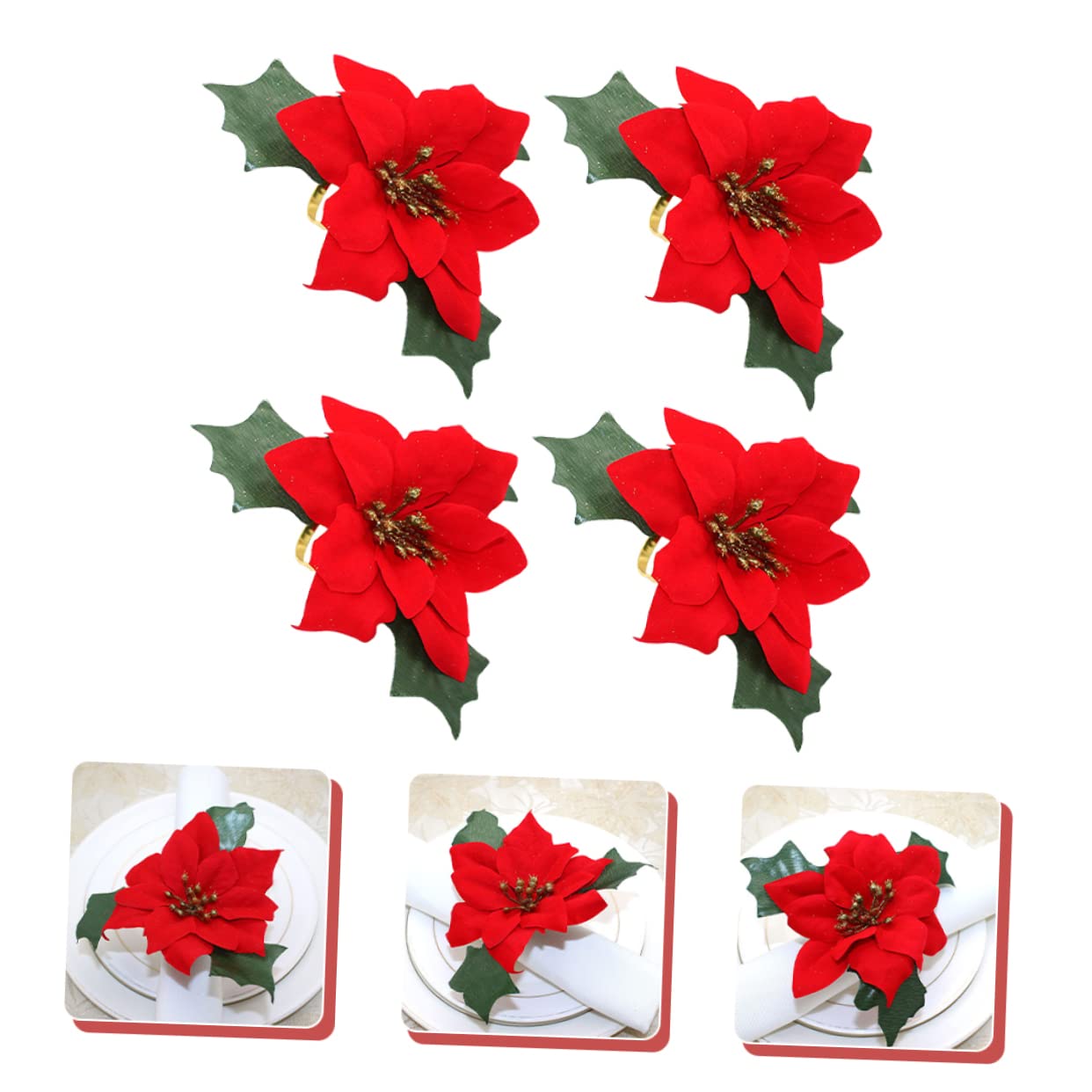 TOPBATHY 16 STK Serviettenringe Dekorationen Für Tischservietten Urlaub Serviettenringe Dekoration Für Tisch Weihnachtsserviettenschnalle Weihnachten Metall Rot