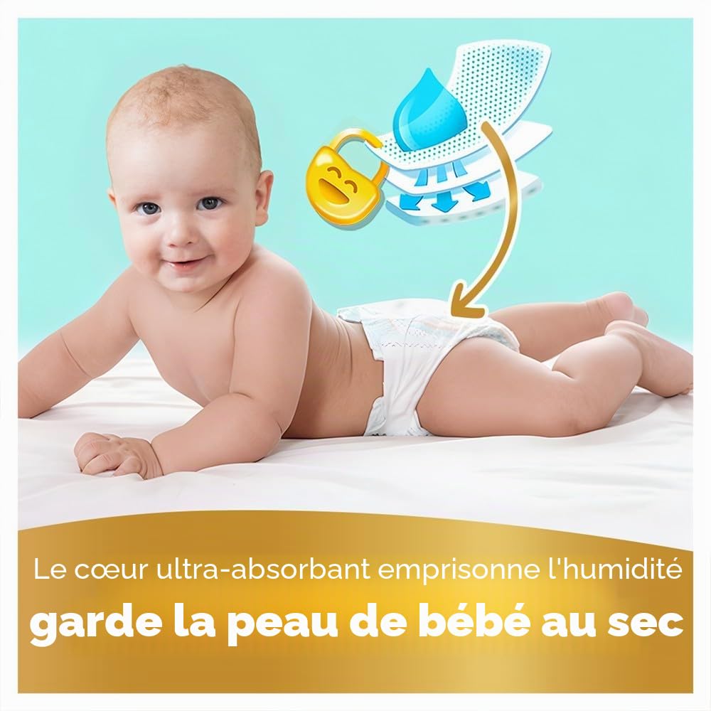 Pampers Premium Care, Taille 0, 30 couches, 3 kg, meilleur confort et protection des peaux sensibles de Pampers