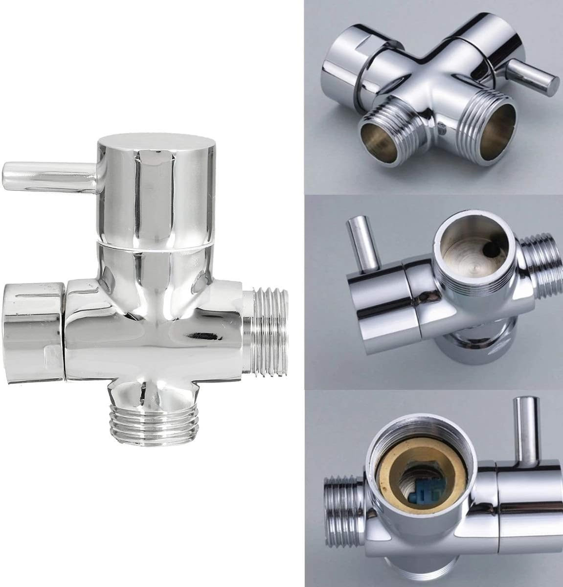 Brass Diverter Valve 3 way Water Separator Shower Tee Adapter Adjustable Shower Diverter Valve Bathroom Accessories
