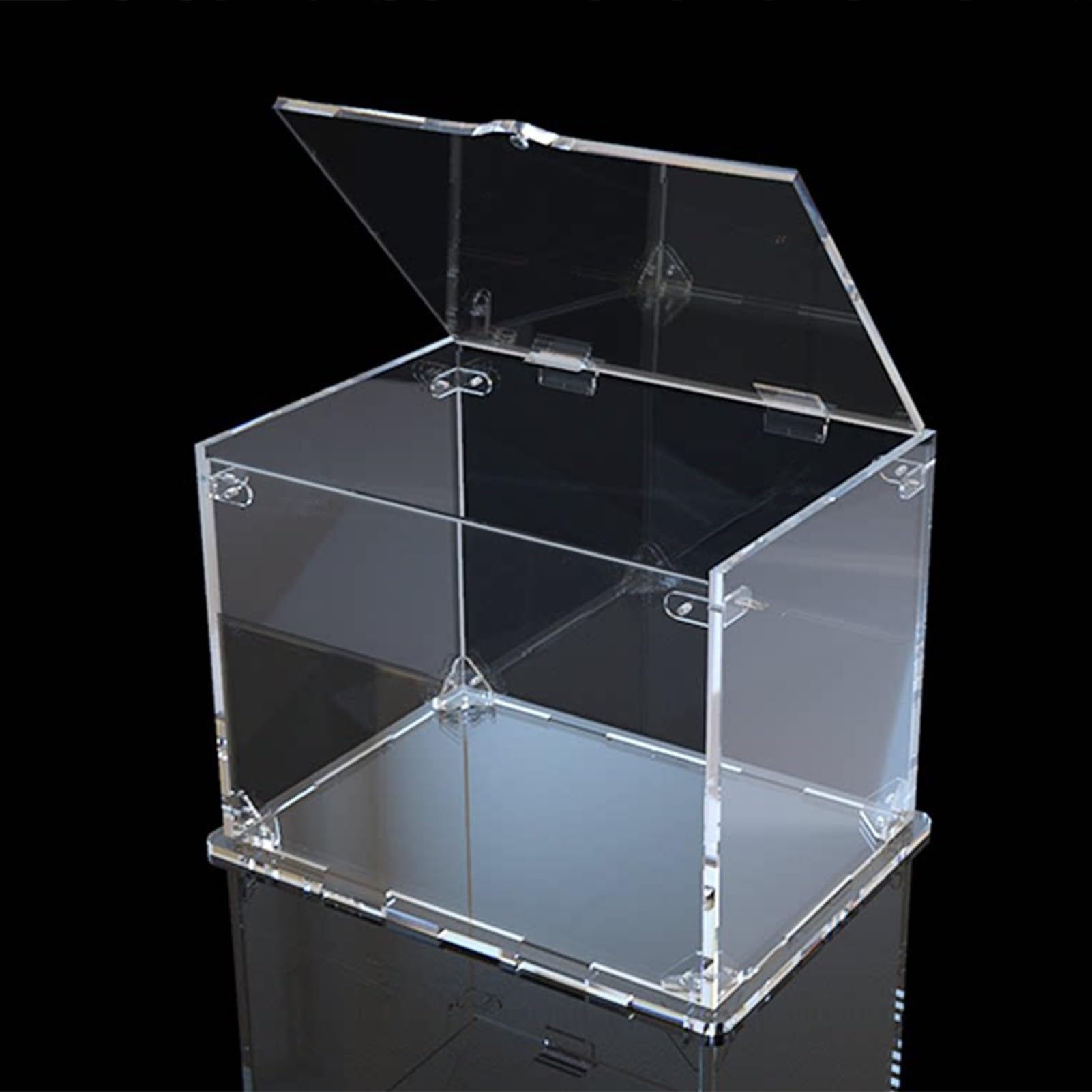Teca Plexiglass Scatola in Acrilico Trasparente Lunga 10-50 cm, Vetrina Espositiva Verticale per Più Miniature/Oggetti Da Collezione, Vetrina Impilabile da Tavolo(50x50xH45cm/20x20x18")
