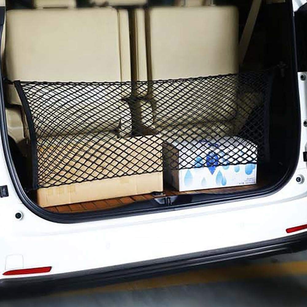 Tronco Universale Organizer Tronco Posteriore Borsa a Rete a Rete Borsa in Nylon Flessibile Adesivo da Parete per Auto con 4 Ganci