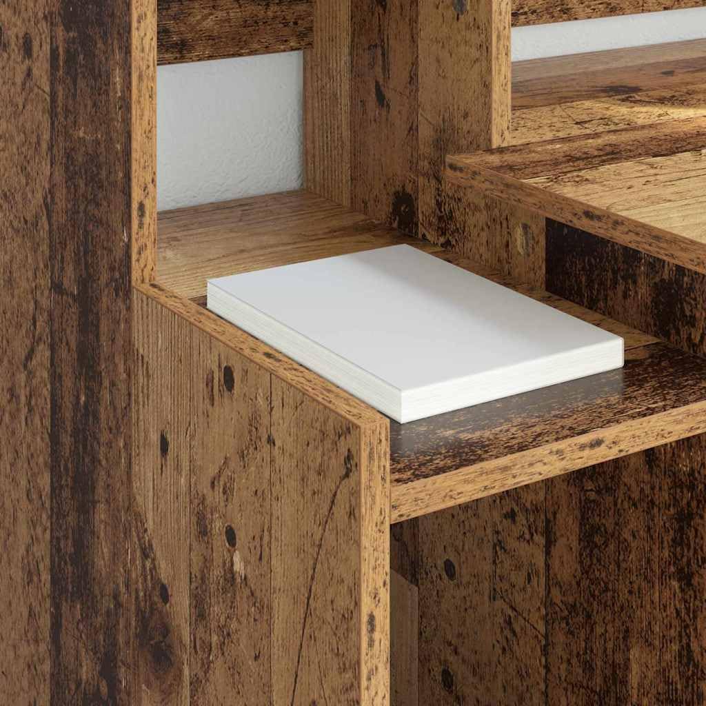 Scrivania con LED, effetto legno anticato, 97 x 45 x 90 cm, per home office, postazione di lavoro con alimentazione USB e 3 ripiani, per laptop e ordine
