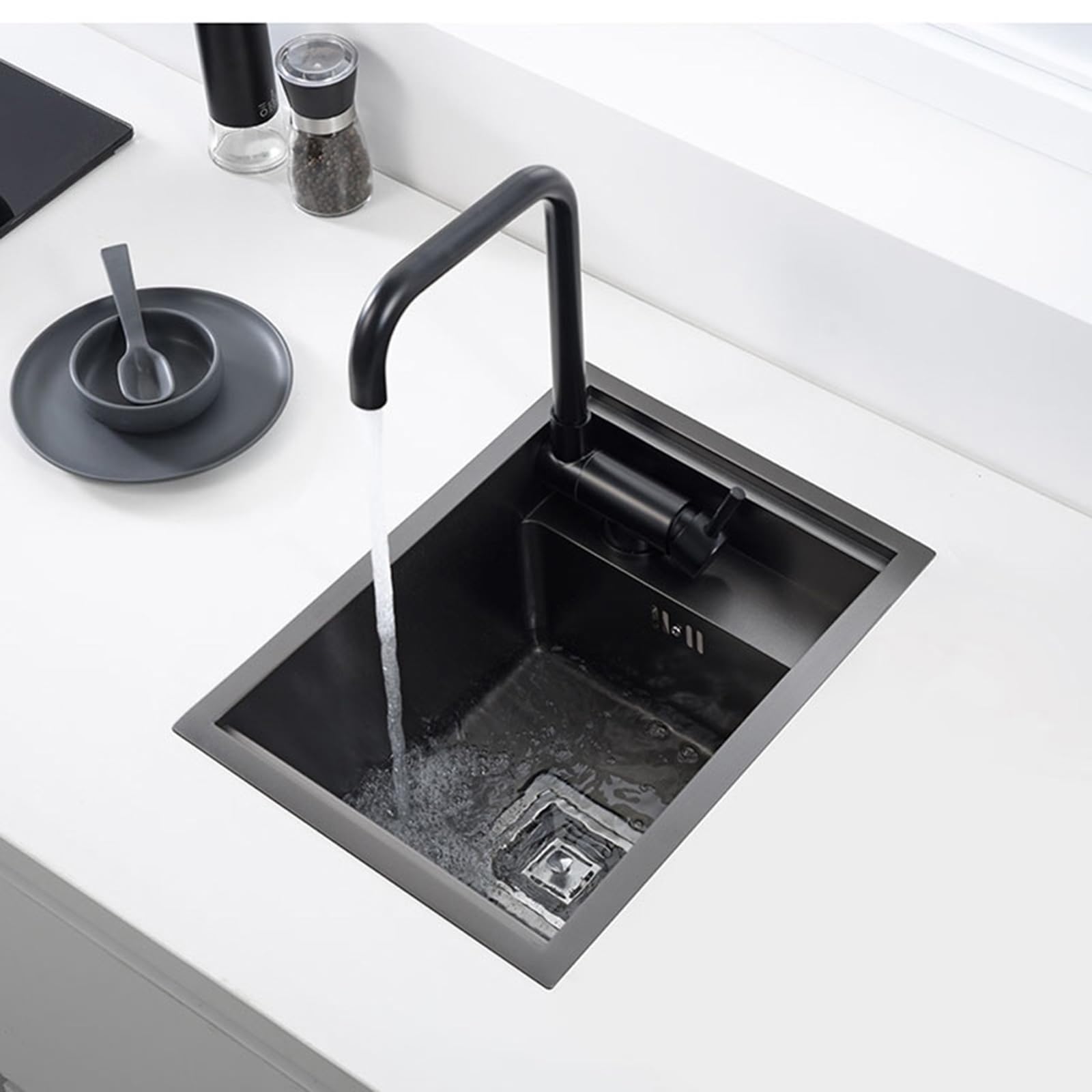 Mini sifone nascosto in acciaio inox, piccolo scarico invisibile per cucina, balcone, bar, piano di lavoro con copertura, design salvaspazio, facile installazione