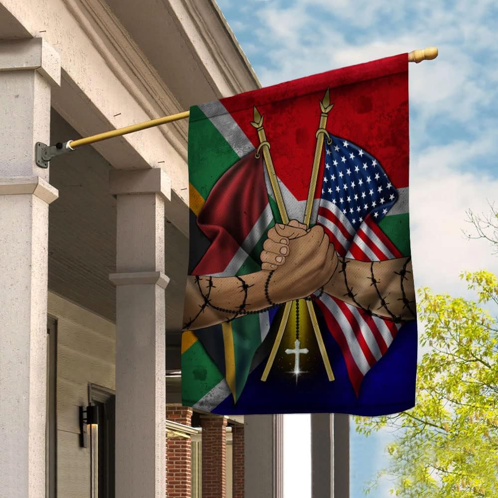 Flag-South Africa Friendship American South African Root House Flag -USA Flags Premium Polyester-Decorative Indoor Outdoor Flag