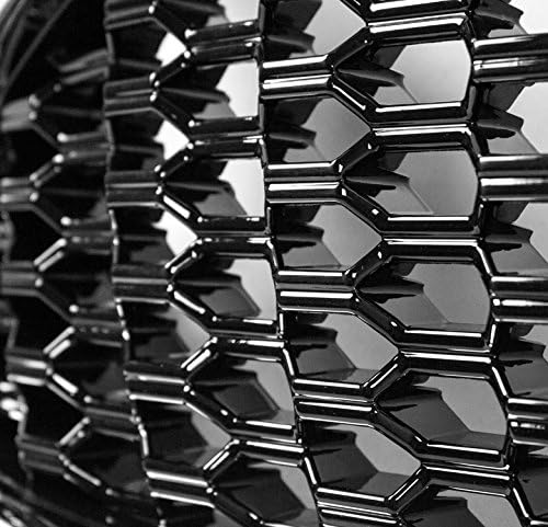 Honeycomb Mesh Style Upper Hood Grille Grill Matte Black Compatible with 2013-2016 Ford Fusion