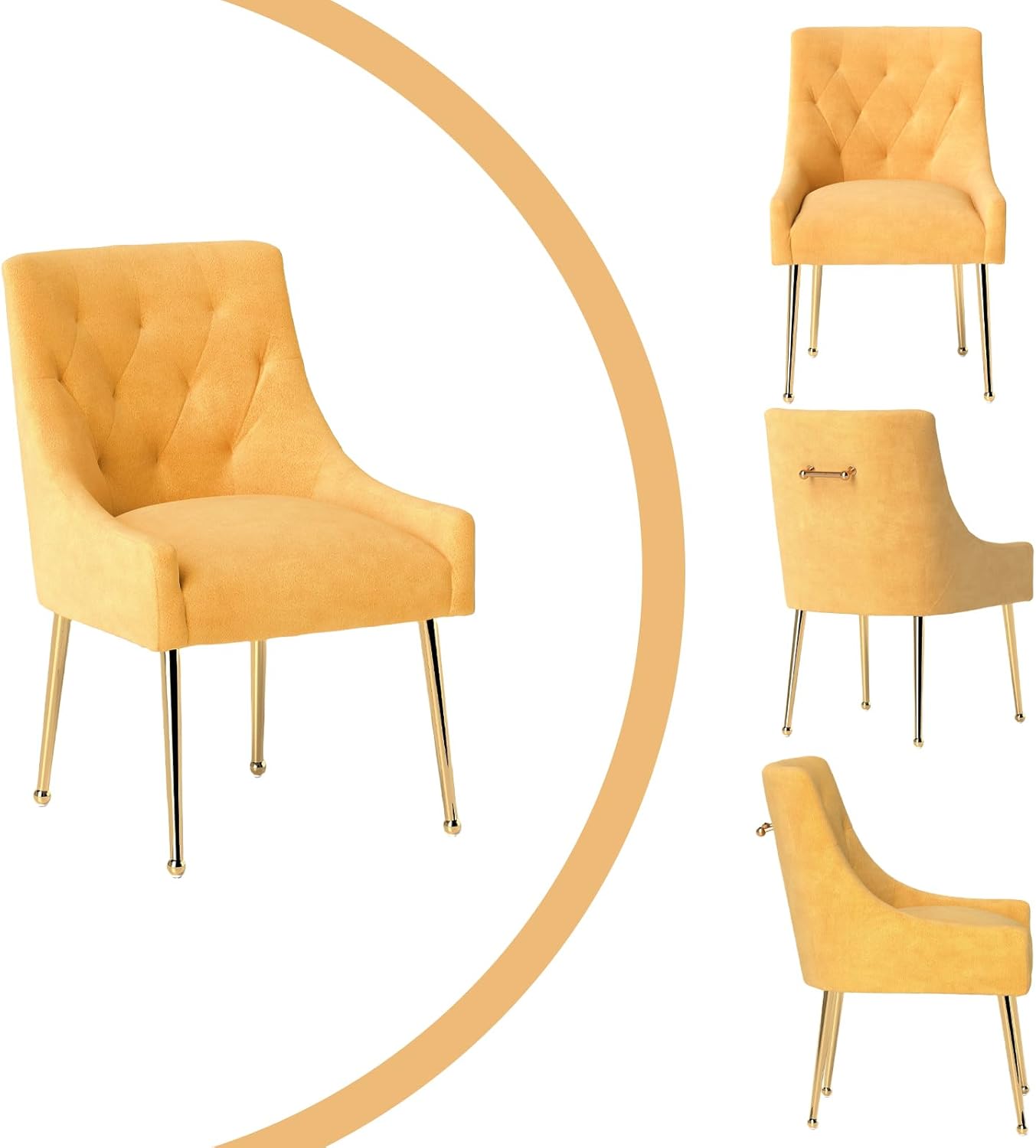 Dining Chairs Velvet Set of 6, Gold Leg Side Chair Vanity Chair Mid Century Dining Room Chair Modern Accent Chairs for Living Room, Dining Room, Kitchen