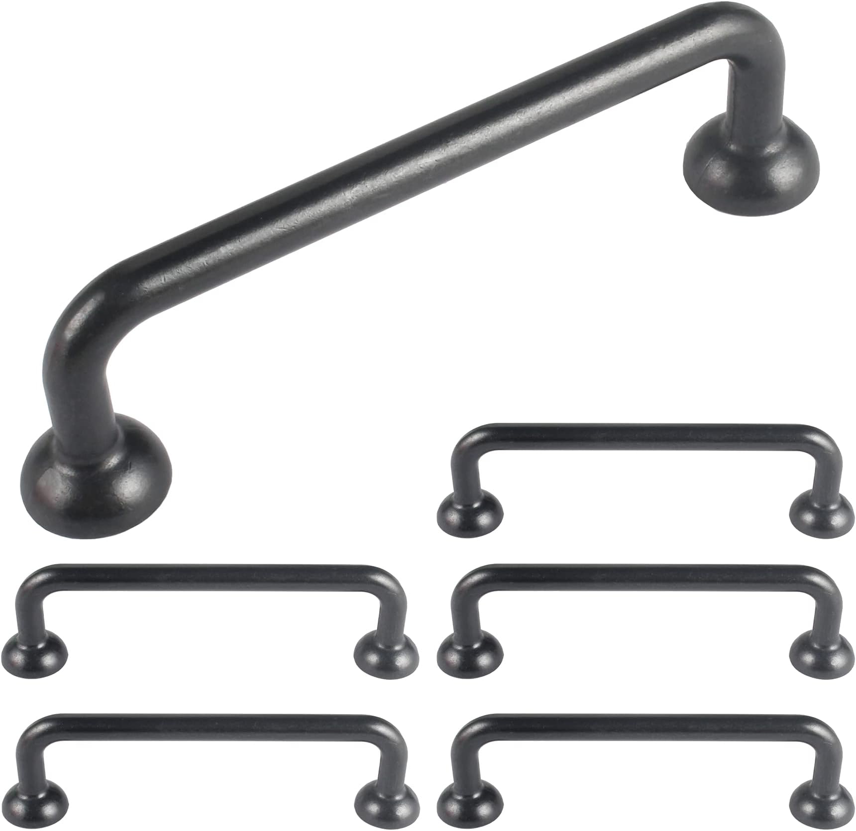 ZHANGJIAHE Hole Center 5" Cabinet Pull Black Drawer Handle Antique Hardware for Kitchen and Bathroom Cabinets (Pack 6)