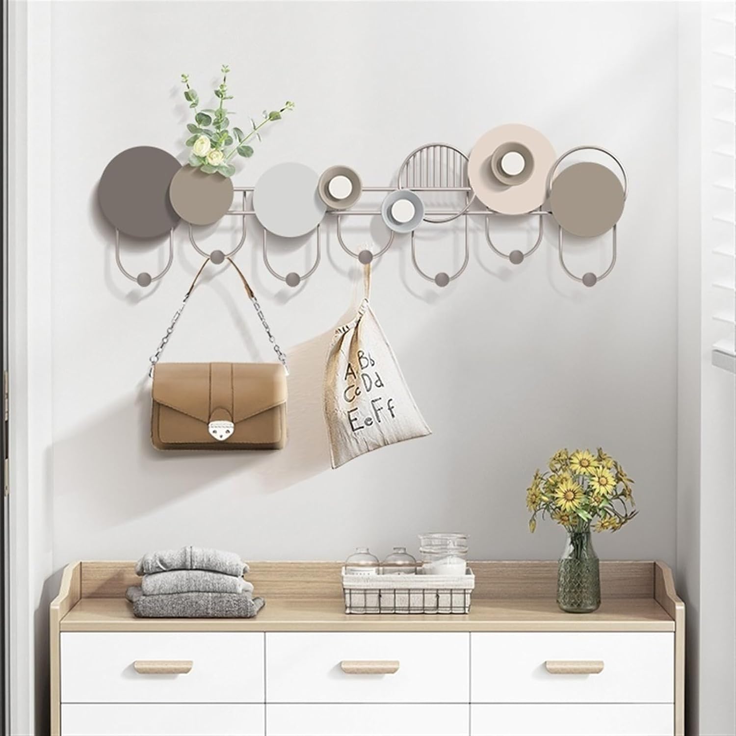 Coat Rack Decorative Coat Hooks Book Bag Storage Wall Hanging Entry Door Wall Coat Hooks Hanging Coat Rack for Coat, Scarf, Bag, Towel, Hat Wall Mounted Coat Rack