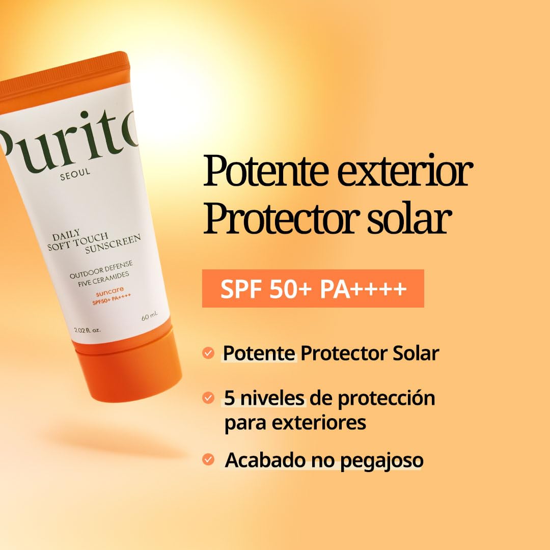 PURITO SEOUL Protector Solar SPF50+ PA++++ Ceramidas No Blanquea Resistente al Agua K-Beauty