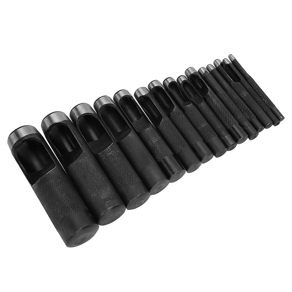Cryfokt Ergonomischer Lederstanzer aus der Craft Collection. Präzises Stanzhandwerkzeug für Bastler. 15-Loch-Stanzer (15 Stück (3-25 mm))