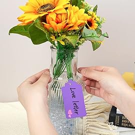 SallyFashion 170PCS Gift Tags with String Attached, 1.8x3.4 inch Multicolored Hanging Tags Purple Gray White Wedding Birthday Holiday Party Favors