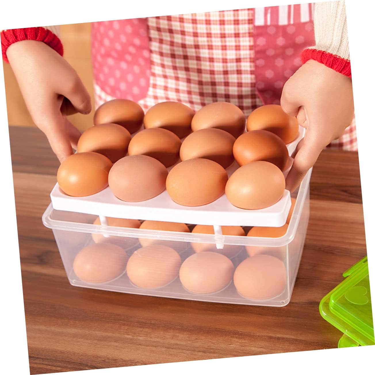 2 Pcs Reusable Egg Cartons Egg Tray with Lid Egg Holder for Fridge Egg Carrier Bin Egg Holder for Refrigerator Egg Crate Deviled Egg Holder Storage Box Double Layer re-usable