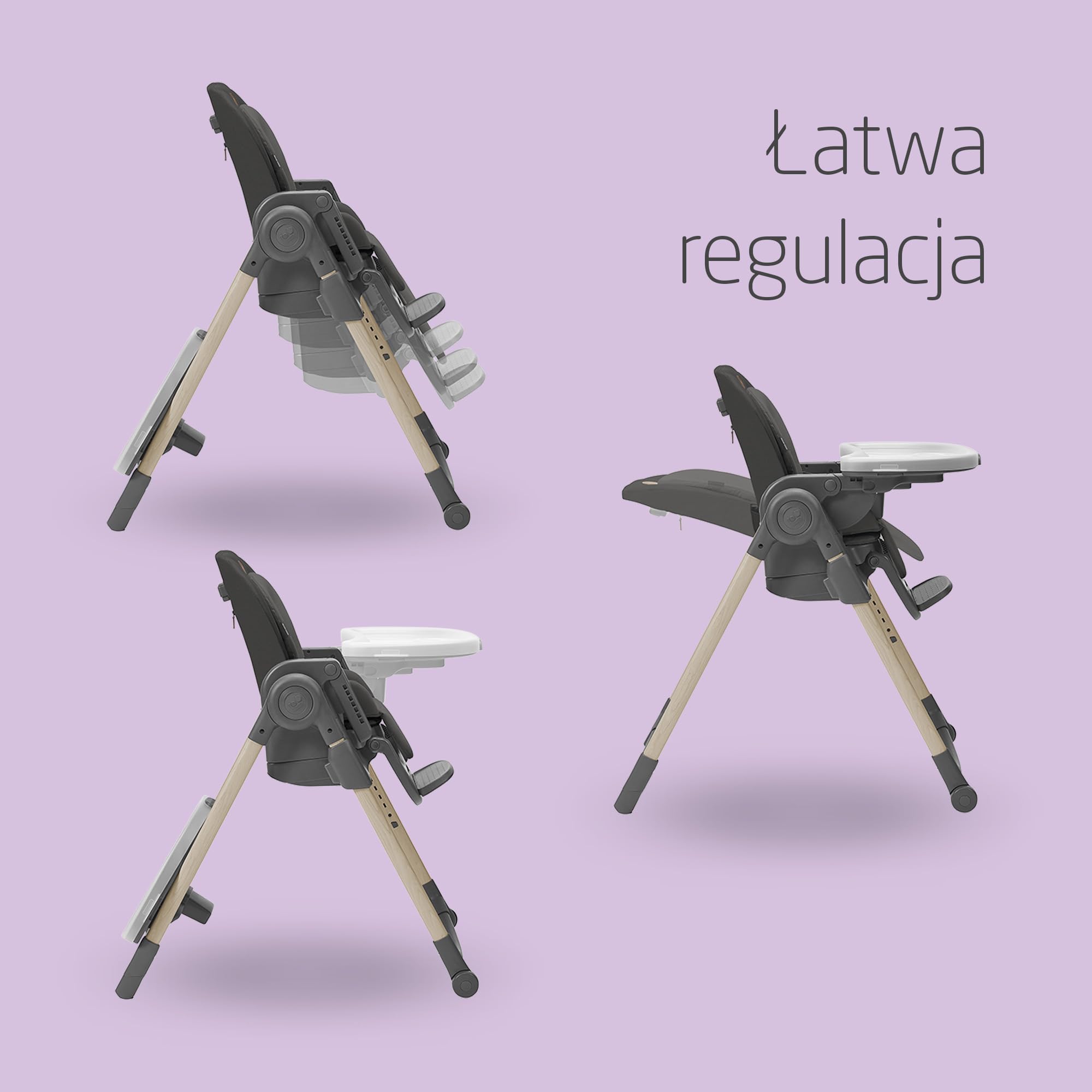 Maxi-Cosi Minla Krzesełka do Karmienia, 0–14 lat, do 60 kg, Wysokie Krzesełko, 9 Wysokości, 5 Pozycji Odchylenia, 4 Pozycje Tacy, Kompaktowe Składanie, Regulowany Podnóżek, Beyond Graphite