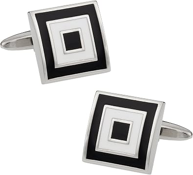 Cuff-Daddy Black White Bullseye Cufflinks with Presentation Box
