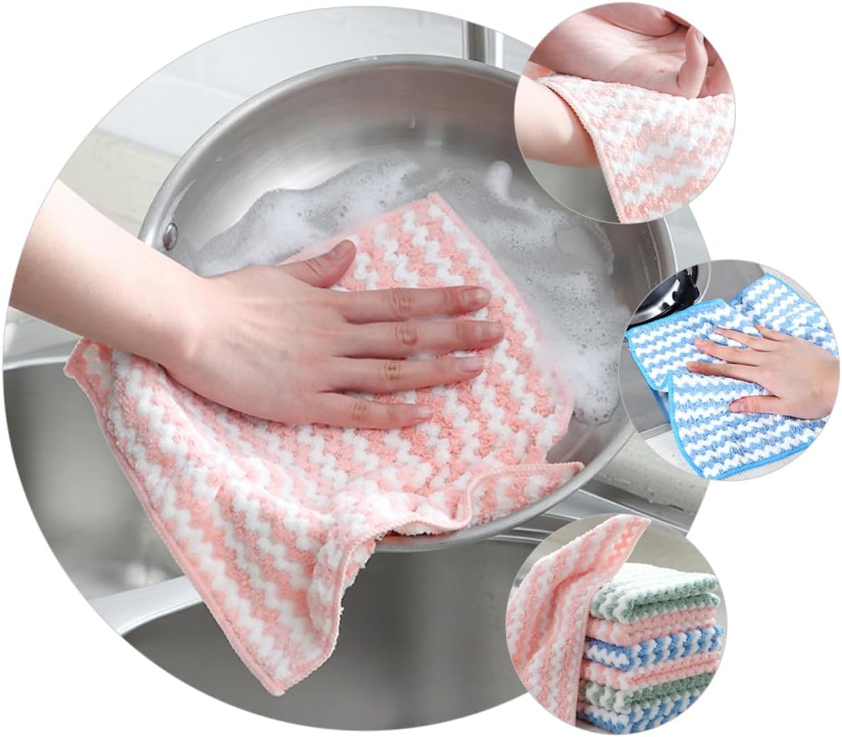 Coral Fleece Kitchen Dish Towels 12pcs, Soft Absorbent Dish-Washing Cloths for Household Cleaning and Kitchen Drying, Assorted Colors Random Color