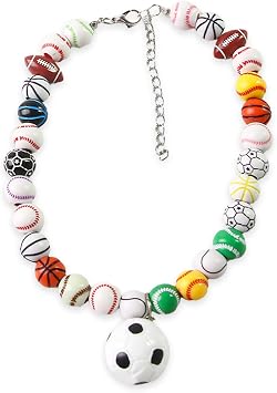 Sporty Beaded Pet Collar with 2D/3D Ball Charm Adjustable Game Day Necklace for Cats and Small Dogs, Cute Team Spirit Soccer 3D Pendant, Breakaway-Style Fashion Accessory Random