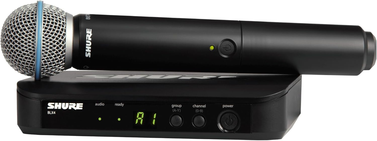 Shure BLX24/B58 Wireless Microphone System - 14-Hour Battery Life, 300 ft Range, UHF | Includes BETA 58A Handheld Vocal Mic, Single Channel Receiver | H10 Band (BLX24/B58-H10)