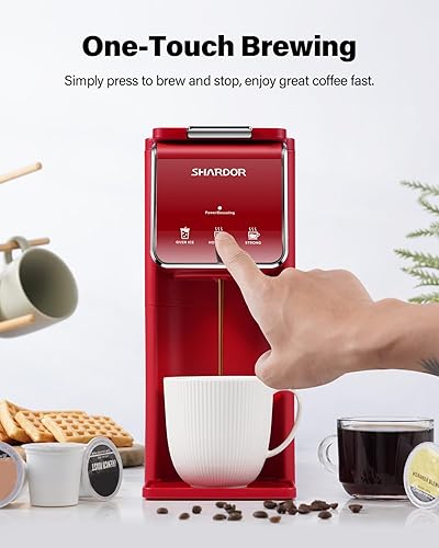 Miniatura 6 de SHARDOR Cafetera caliente y helada, cafetera K Cup compatible con café molido, cafetera de una sola porción con ajuste llamativo, filtro